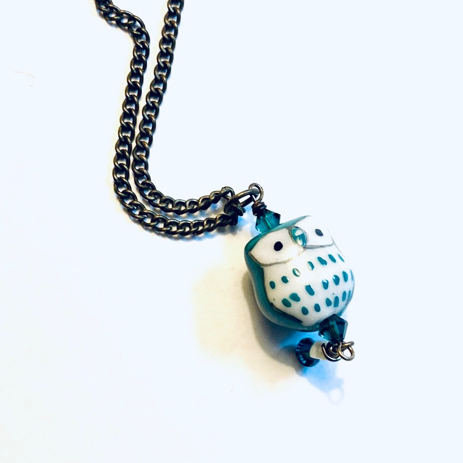 Handmade Sweet Green Owl By Mcglamorous Necklace